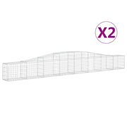 Set di 2 gabbioni ad arco per recinzione gabbia o muro di contenimento 400 x 30 x 40/60 cm ferro zincato argento 02_0041393