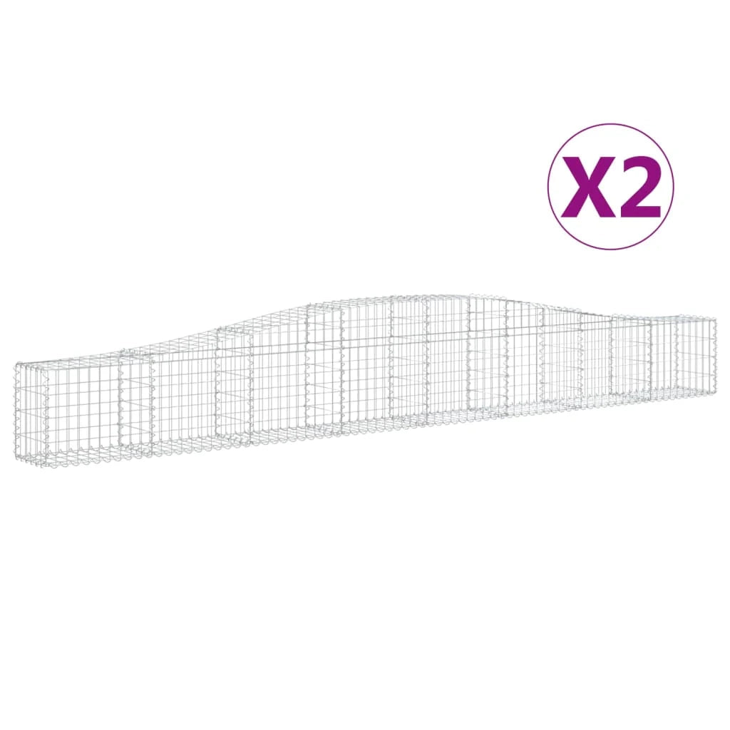 Set di 2 gabbioni ad arco per recinzione gabbia o muro di contenimento 400 x 30 x 40/60 cm ferro zincato argento 02_0041393