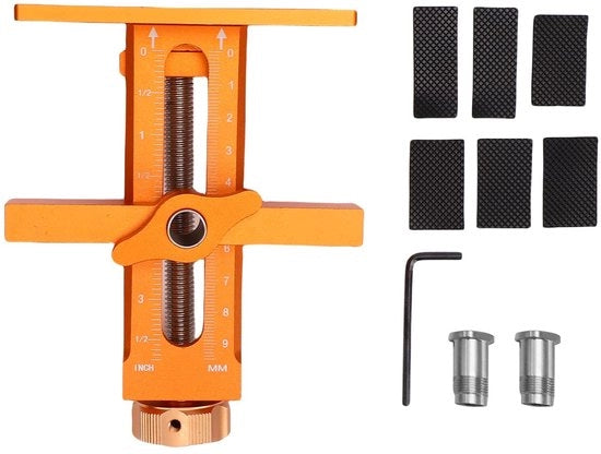 Montaggio Porta Jig in Alluminio Leggero - Regolabile 7-40mm Viti - Regolabile 0-30mm Altezza - Incluso 2 Bit da Foro - 10mm Porta Installazione Rebound - Aiuto alla Montaggio