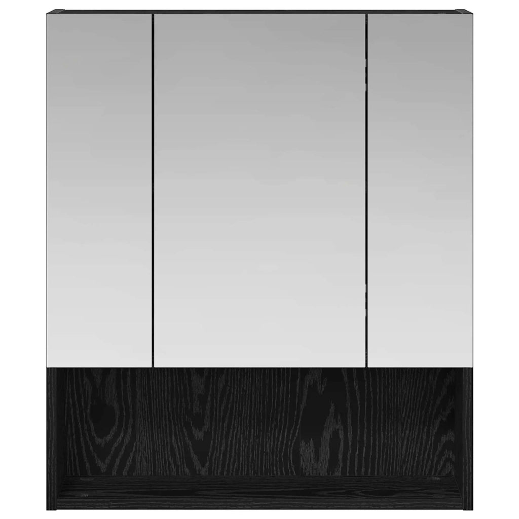 Mobiletto per specchio da Bagno | Armadio da bagno Rovere Nero 60 x 14.5 x 70 cm