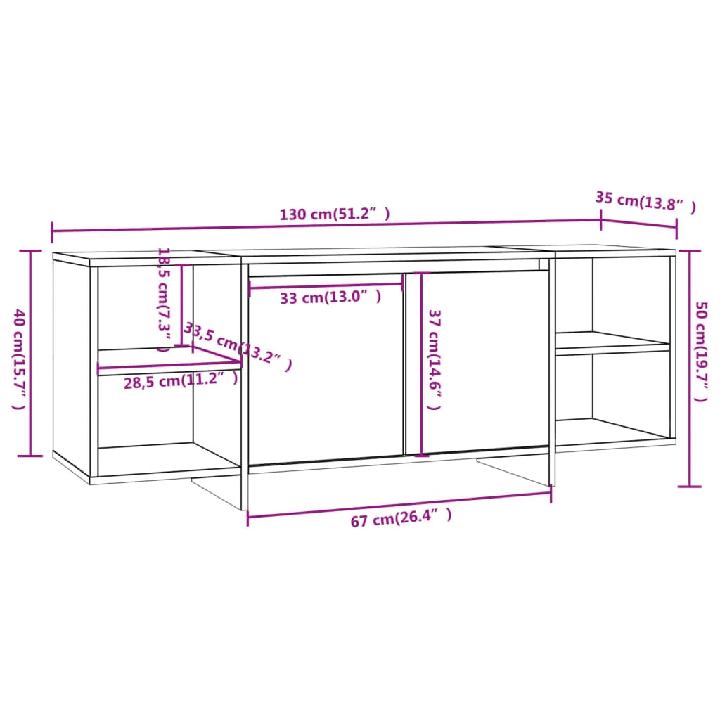 Mobile TV multimediale mensola TV credenza TV sala da pranzo soggiorno camera da letto 130 x 35 x 50 cm legno ingegnerizzato bianco 02_0025892
