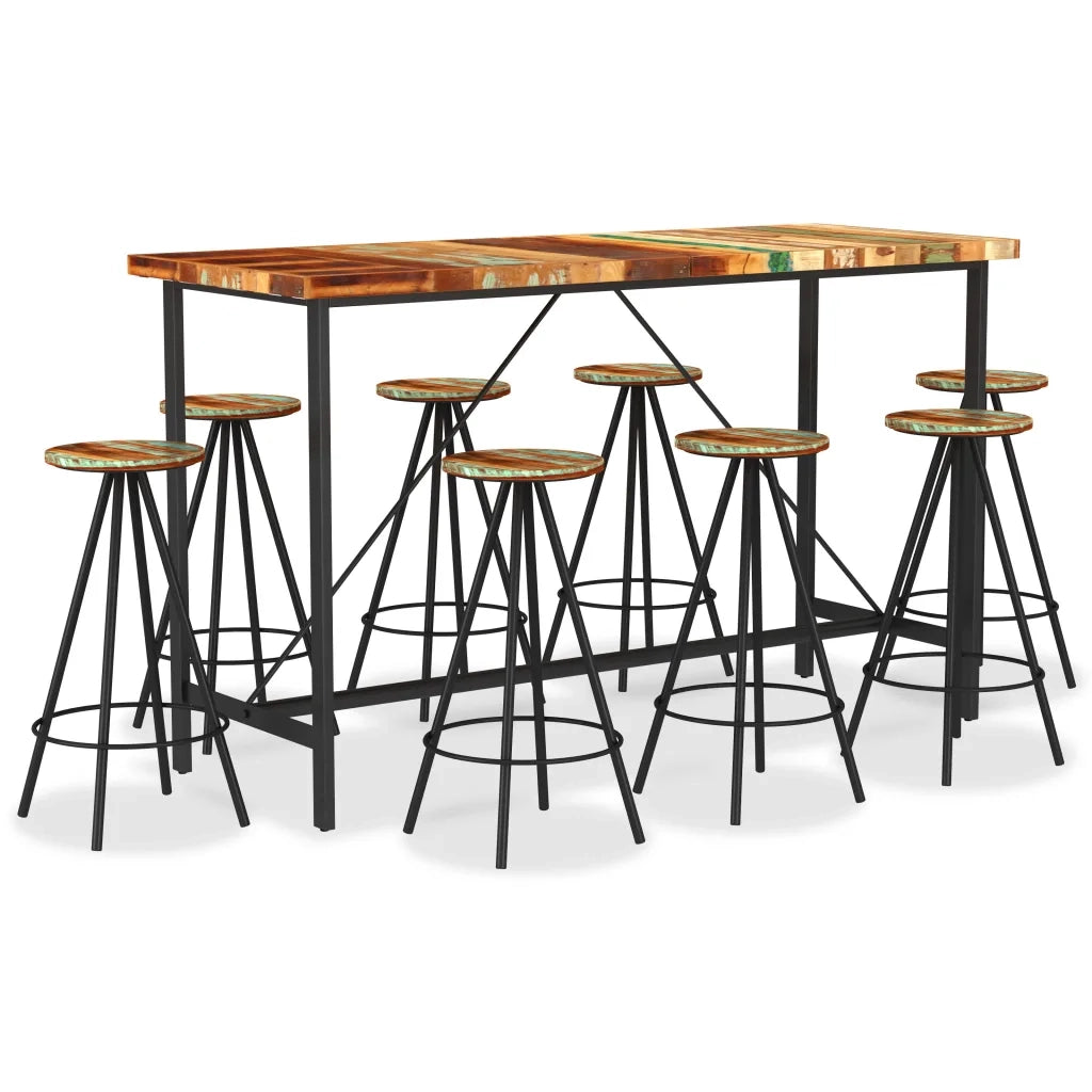 Set da Bar 9 pz in Legno Massello di Recupero cod mxl 55761