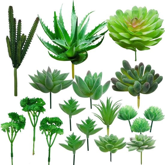 Piantine artificiali da interni 24 pezzi - Piantine artificiali da esterni - Decorazioni per matrimoni - Aspetto realistico - Adatti per terrarium