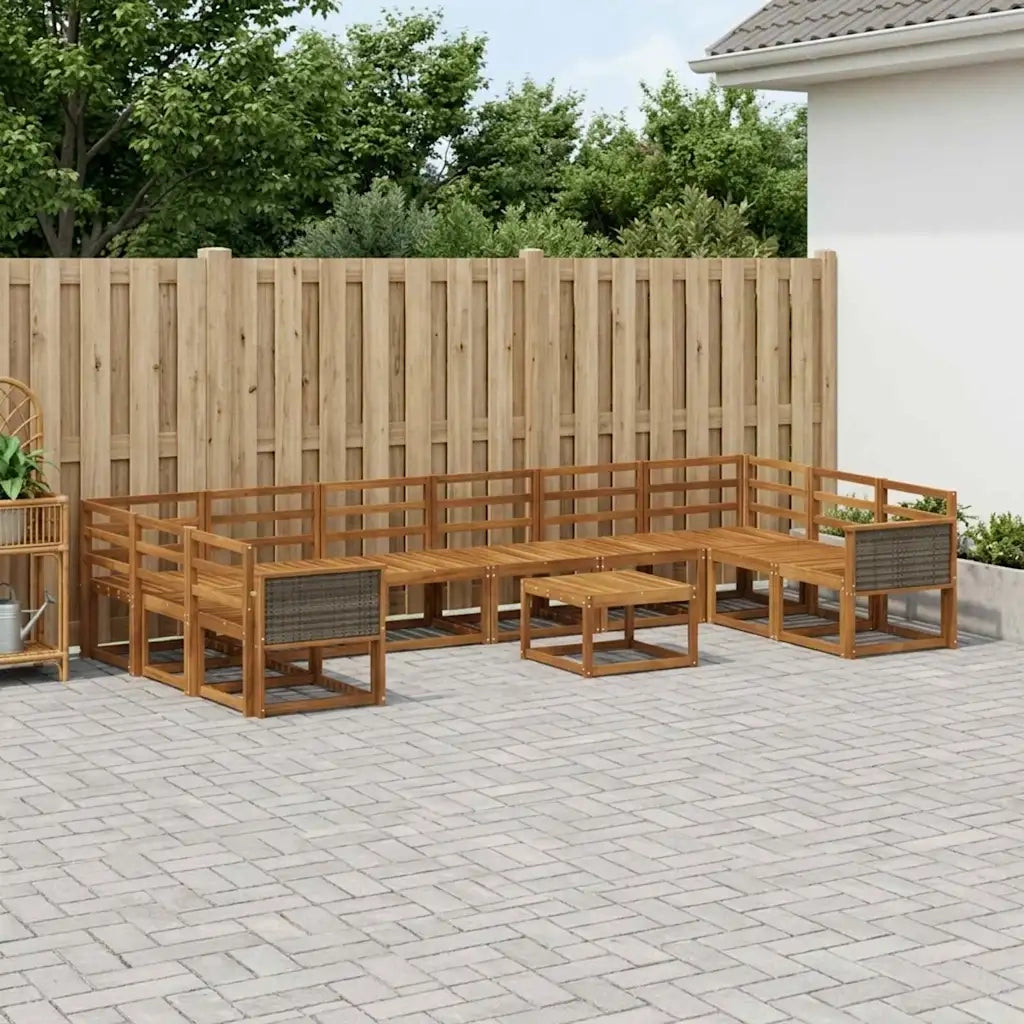 Set di divani da esterno 11 pcs Naturale