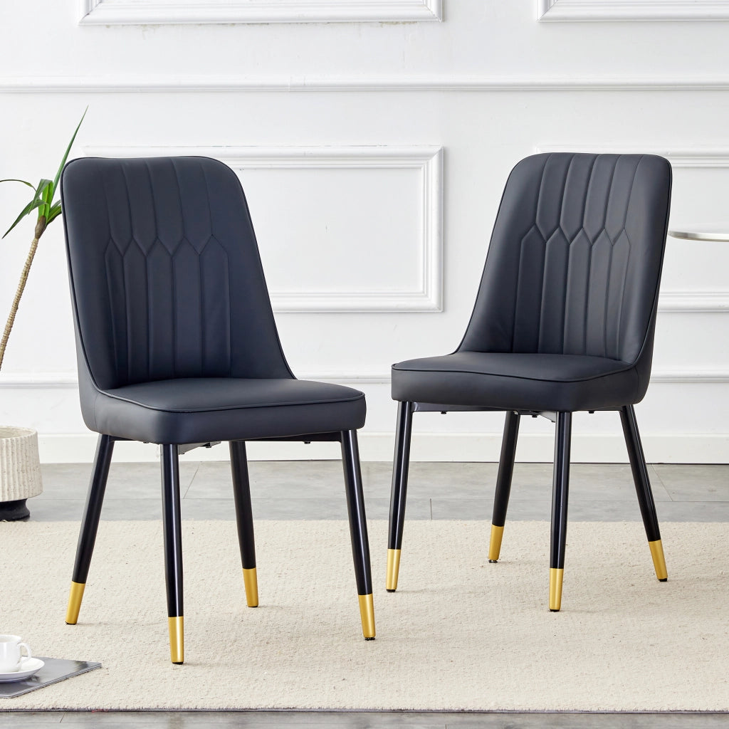 2 Pezzi Sedia Moderna - Zephmum- Schienale in Pelle PU Gambe in Metallo Nero