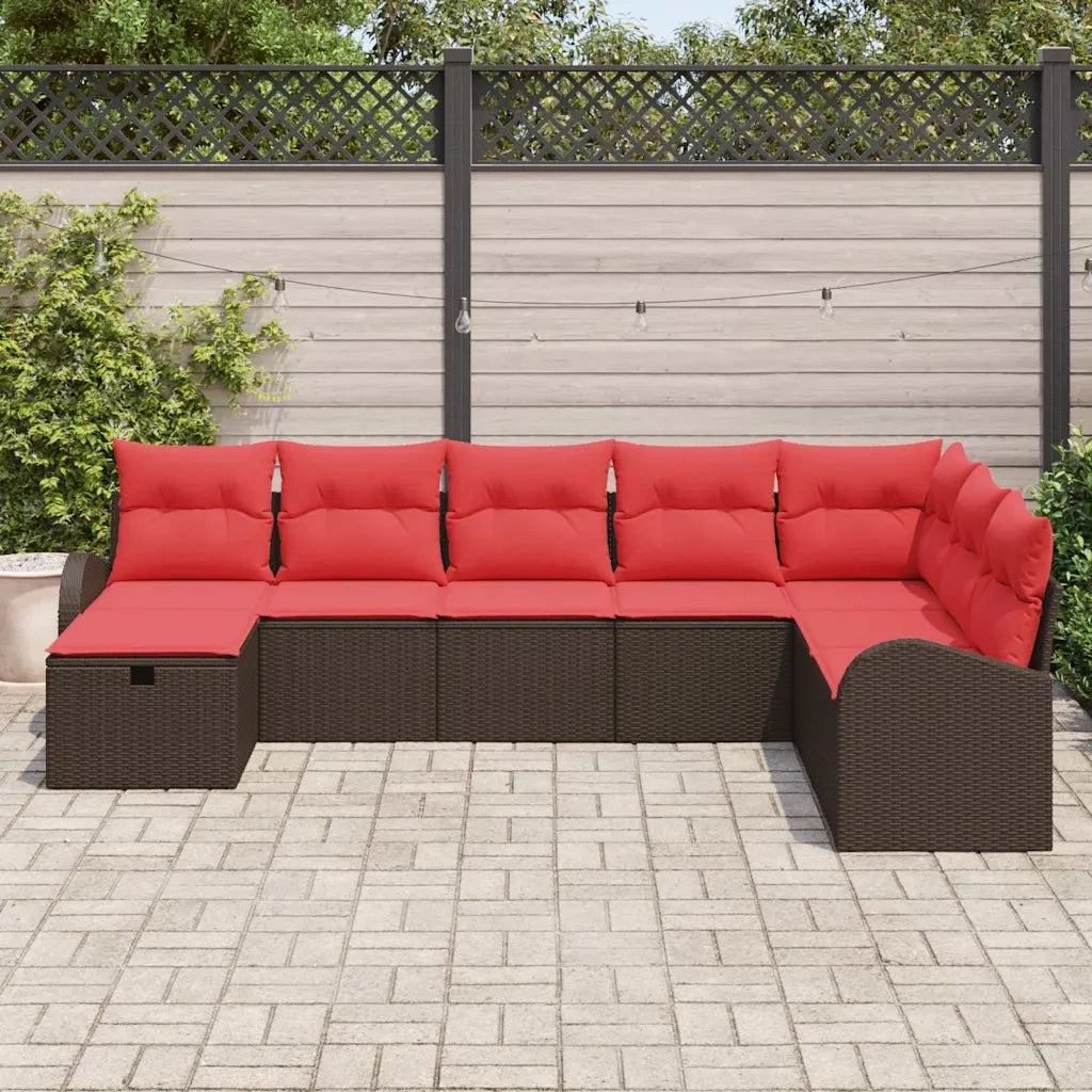 Set di divani con cuscino Marrone e Rosso polyrattan 3359133