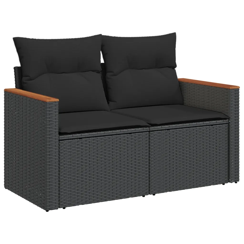 Set Divani da Giardino 11 pz con Cuscini in Polyrattan Nero 3226356