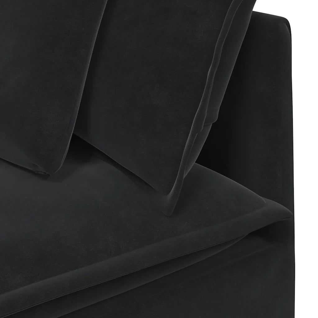 Divano Modulare con Cuscini in Velluto Nero 3321254