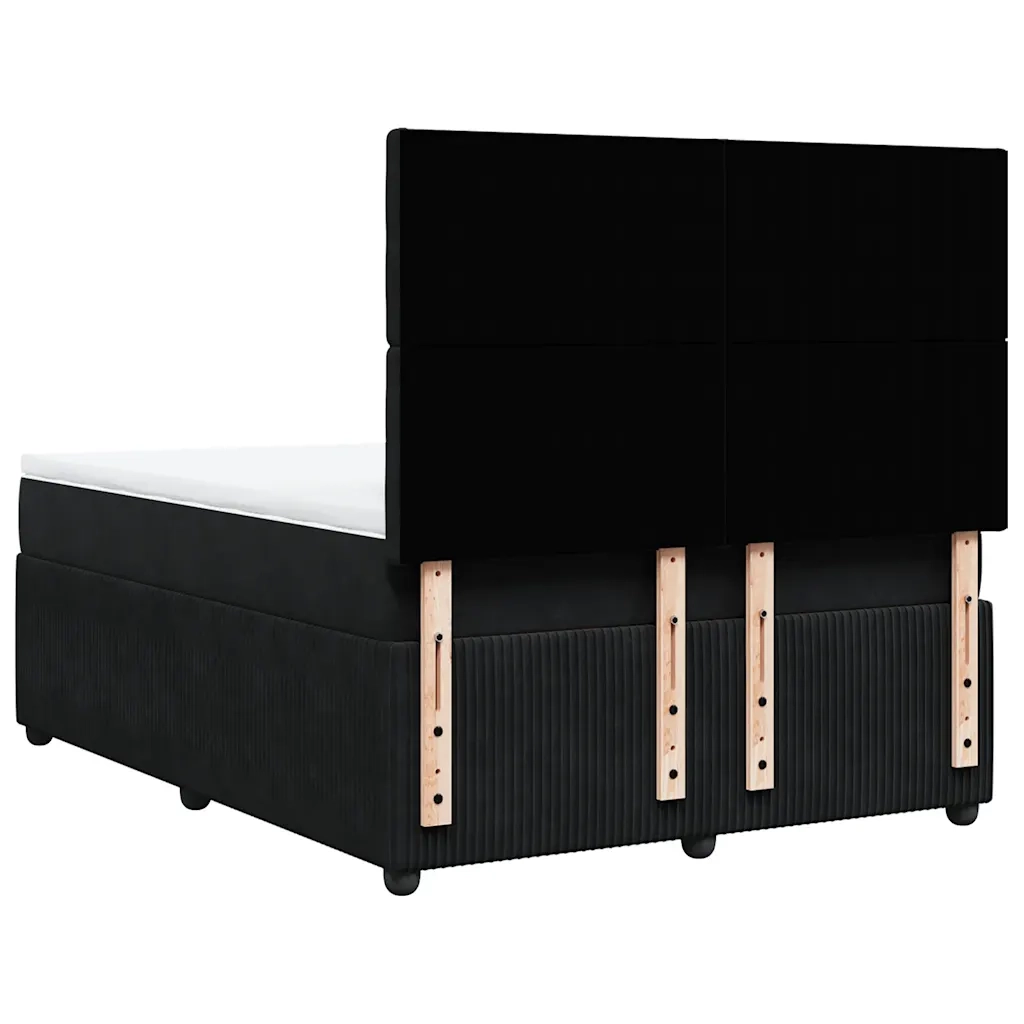Giroletto a Molle con Materasso Nero 140x200 cm in Velluto 3294672