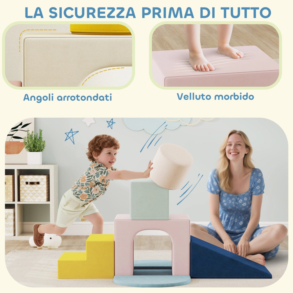 Set 8 Costruzioni Morbide ¨C Xylo ¨C Velluto Arancione per Bambini 0-3 Anni