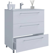 Completo di Ezooza Set Bagno 2 Pezzi Mobile Extra Large con 3 cassetti e Lavabo a terra, Bianco ,