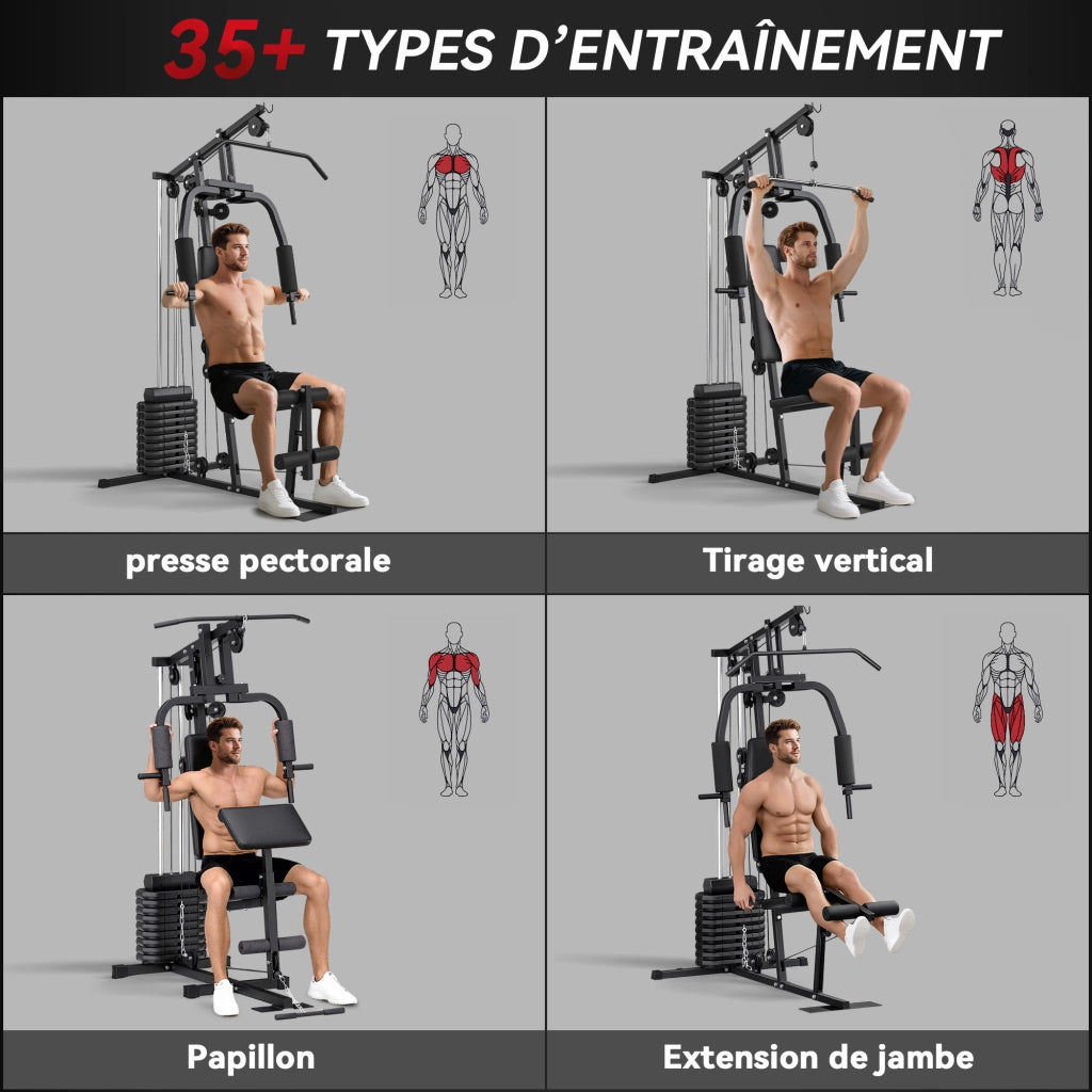 Attrezzo Fitness Multifunzione con 9 Pesi 5 kg ¨C Minimal ¨C 200x135x103 cm