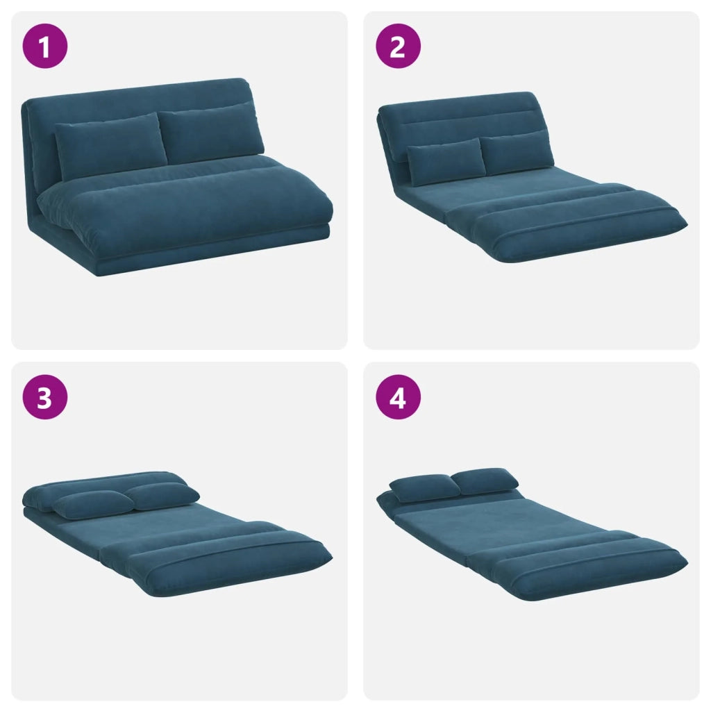 Sedia da Pavimento Blu 110 x 82 x 55 cm Velluto 42028217