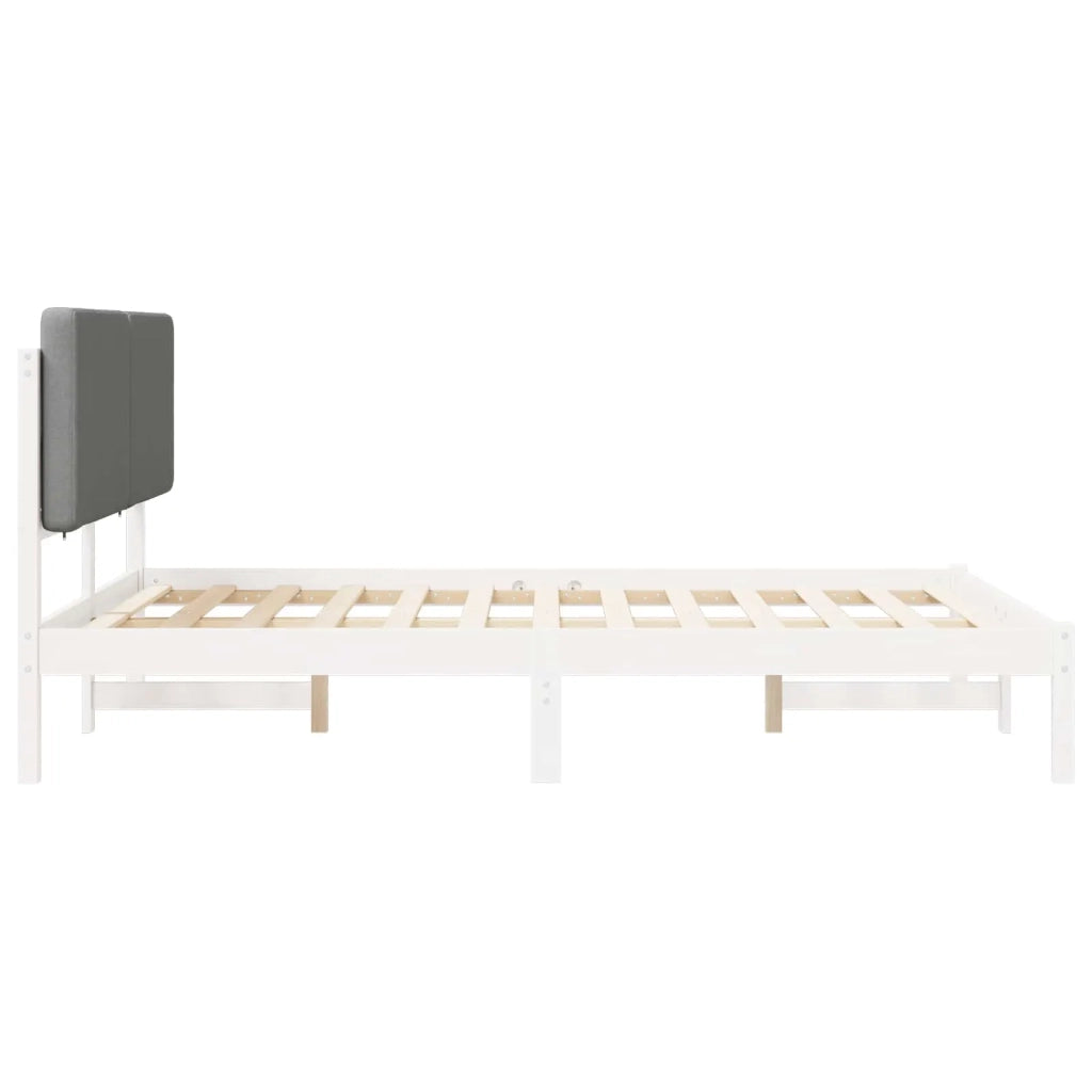 Letto con Testiera Rivestita Grigio chiaro 140 x 200 cm