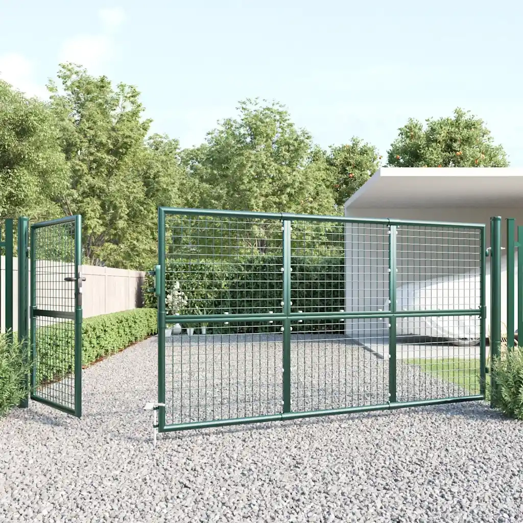 Cancello da Giardino in Rete Verde 350x175 cm Acciaio Zincato