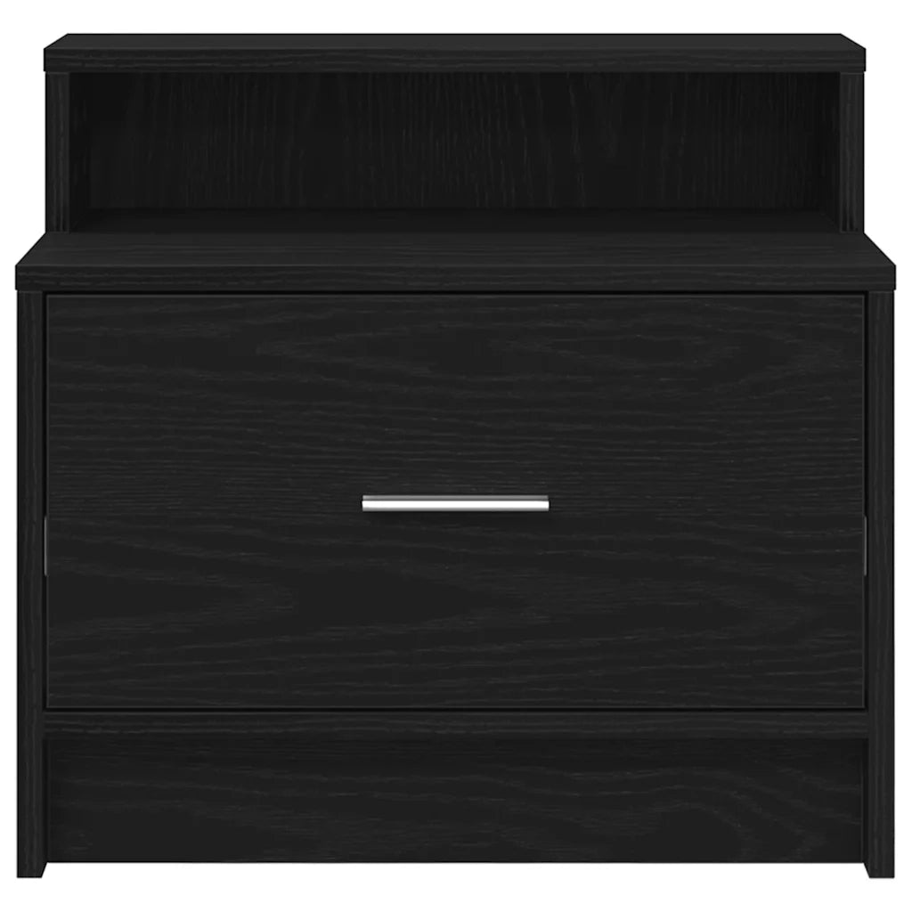 Comodino con Cassetto Rovere Nero 51x31x47 cm 858670