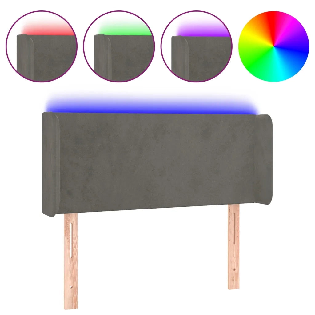 Testiera a LED-Testata con LED Grigio Scuro 103x16x78/88 cm in Velluto 588820