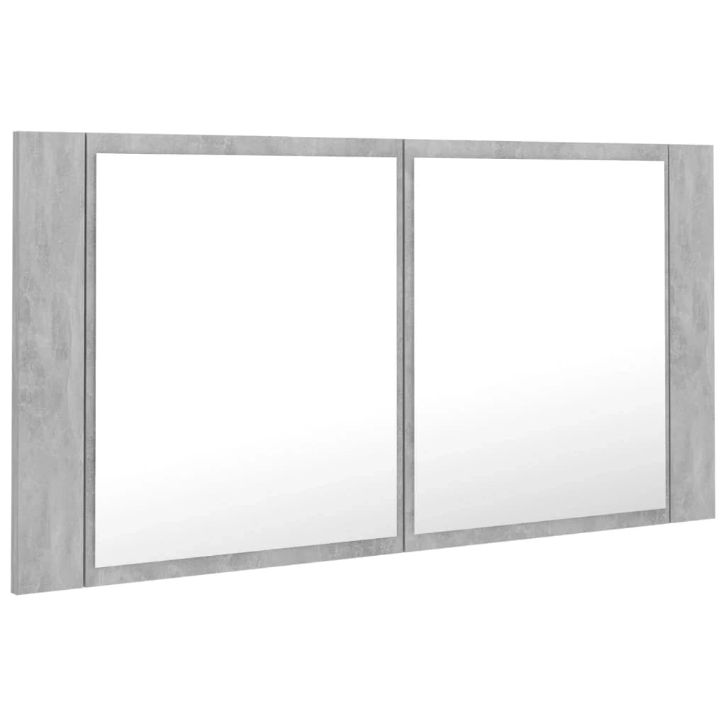 Mobiletto da bagno con specchio LED 90 x 12 x 45 cm acrilico grigio 02_0006609