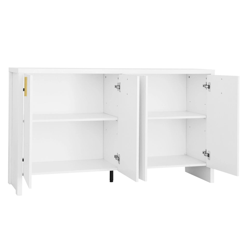 OKWISH Credenza con 4 Ante e Ripiani Regolabili, per Soggiorno o Sala da Pranzo, Pannelli di Particelle, Bianco 140 × 38 × 80 cm