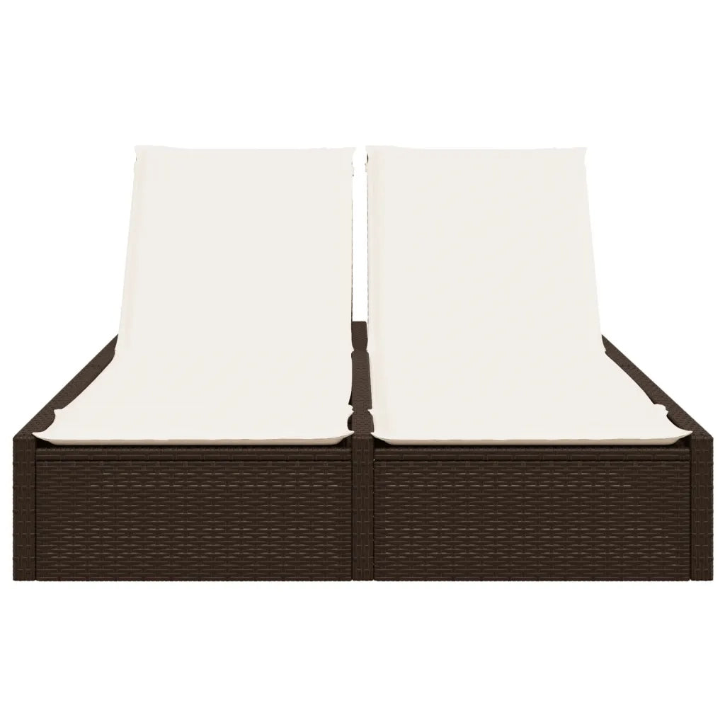 Lettino Prendisole con Cuscini Marrone in Polyrattan 368629