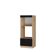 Mobile cucina microonde Fame-Line Nero rigato/Rovere dorato 60 cm aperto Vicco