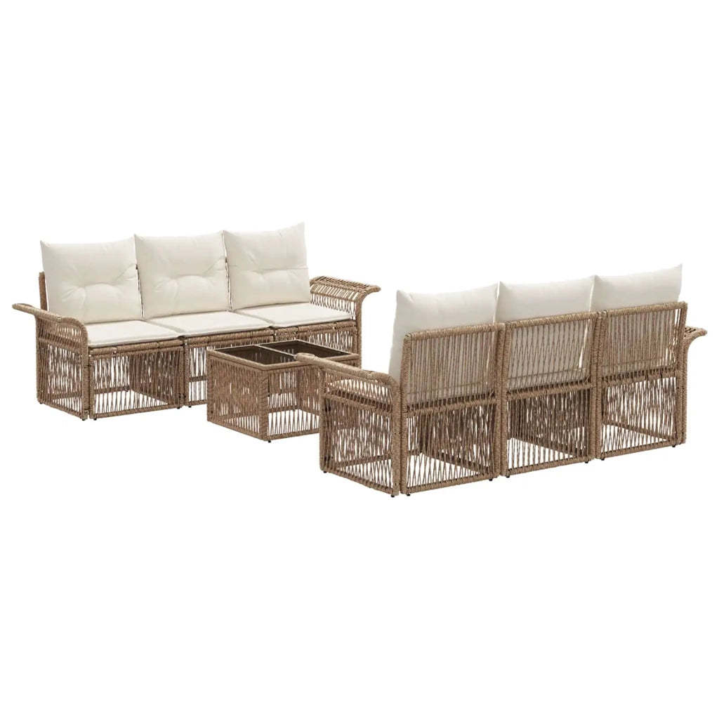 Set Divano da Giardino 7 pz Beige polyrattan 3434763