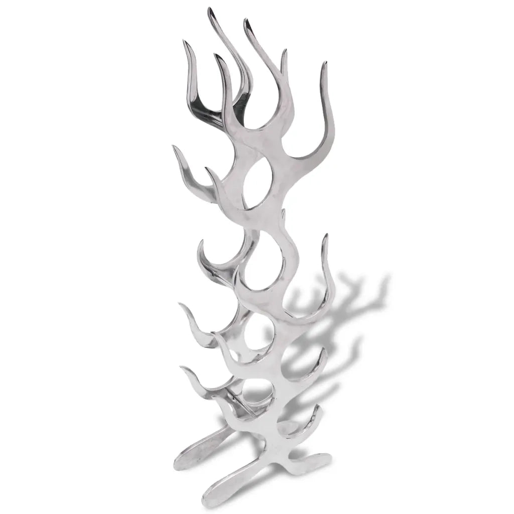 Cremagliera a Forma di Fiamma 9 Bottiglie in Alluminio Argento cod mxl 56569