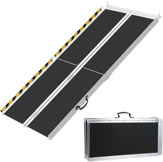 Oprijplaat per Sedia a Rotelle 152cm - Oprijplaat Ponte Portatile - Rampino per Sedie a Rotelle in Alluminio fino a 270 kg - Rampa per Dislivello - Superficie Antiscivolo Pieghevole