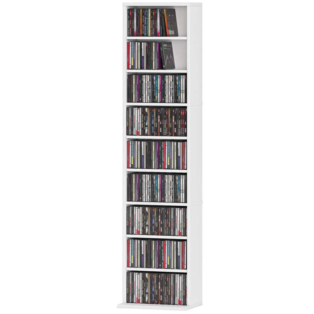 Scaffale per CD e DVD con 6 Ripiani Regolabili ¨C Minimal ¨C Bianco 33x24x140 cm