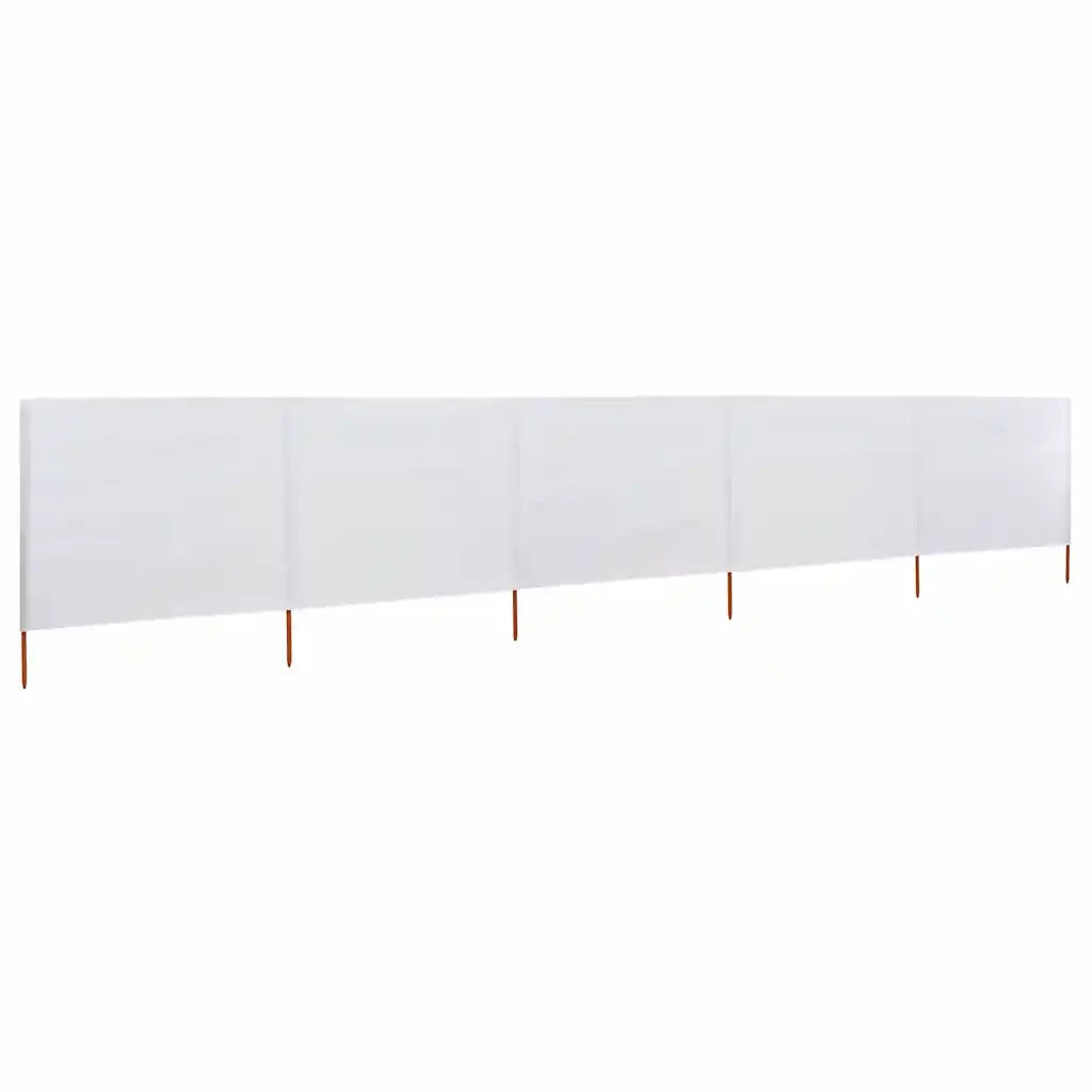 Paravento a 5 Pannelli in Tessuto 600x160 cm Bianco Sabbia CFW7711168