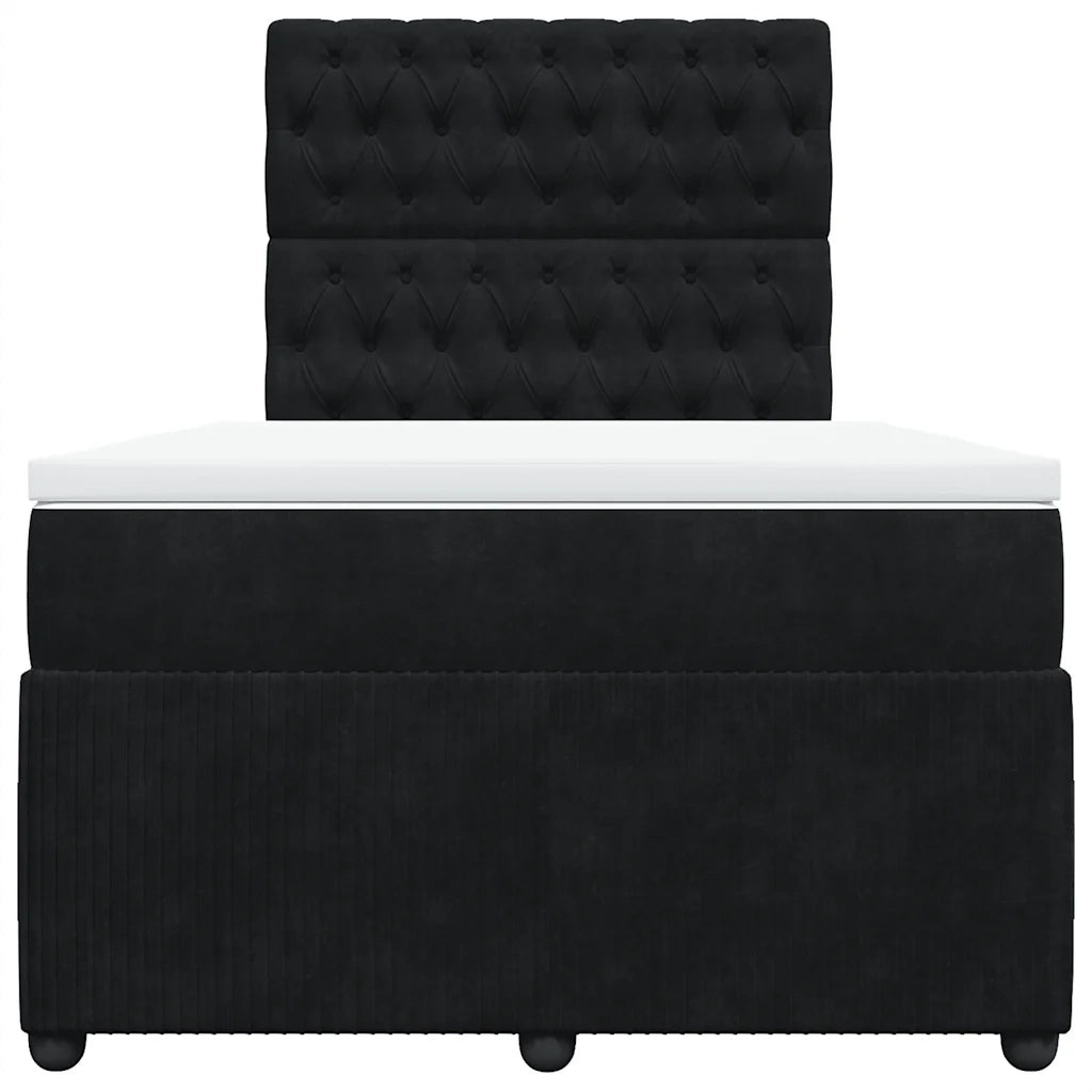 Giroletto a Molle con Materasso Nero 120x190 cm in Velluto 3294594