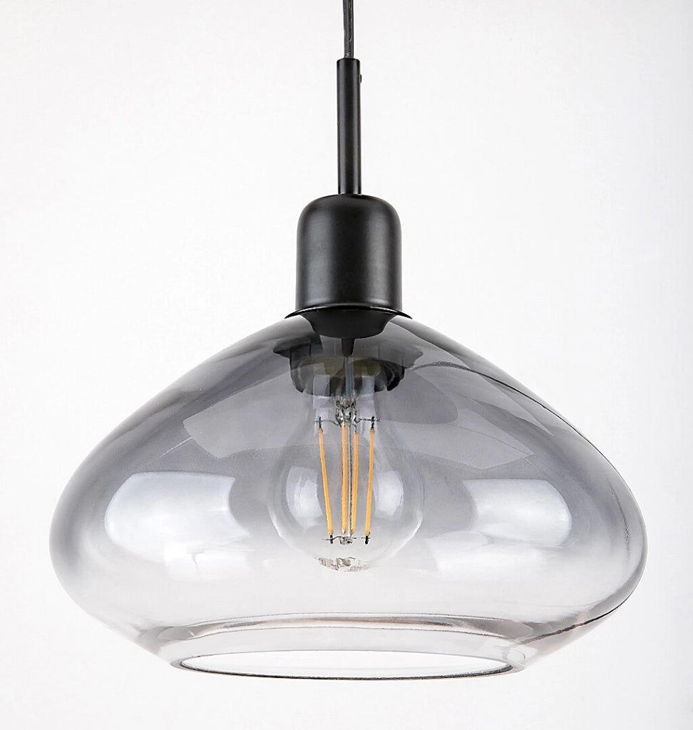 Lampadario Rabalux Dvora 3 luci E27 nero opaco vetro