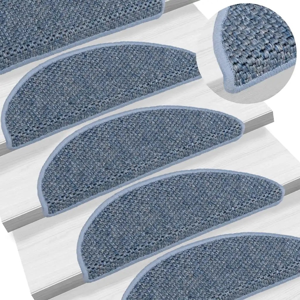 Tappeti Autoadesivi per Scale Aspetto Sisal 30pz 56x17x3 cm Blu 3365862