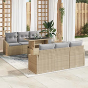 Set Divano da Giardino 7 pcs Beige e Grigio Chiaro polyrattan
