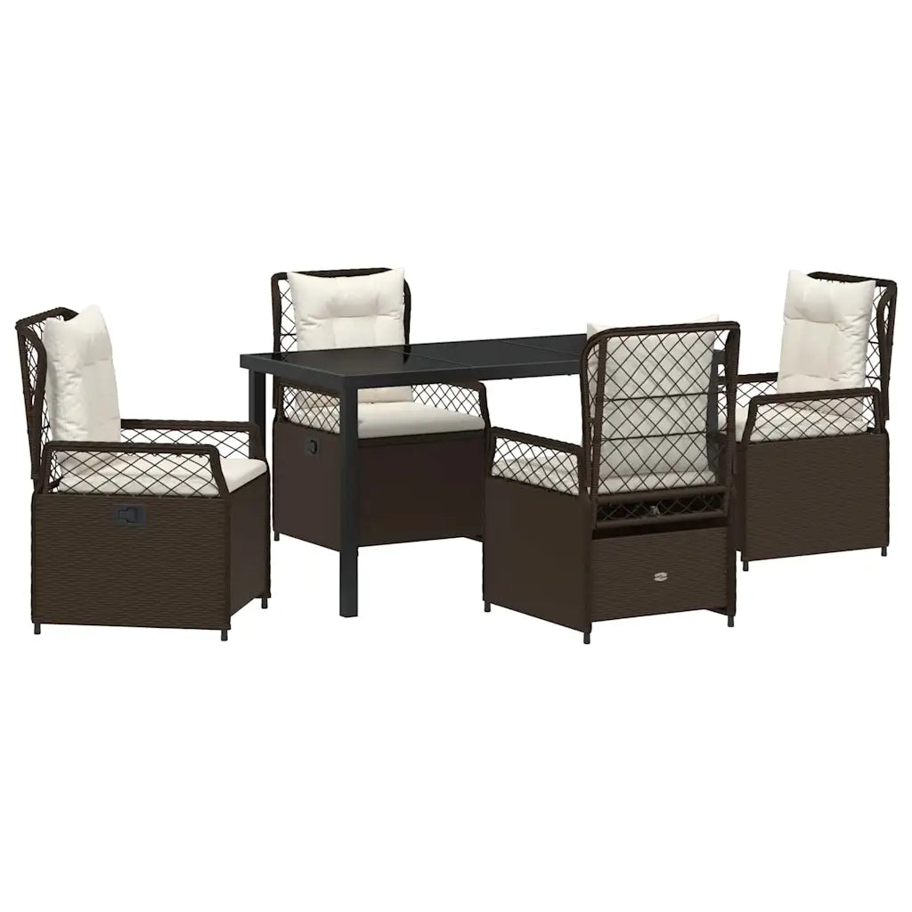Set da Pranzo per Giardino 5 pcs Marrone polyrattan
