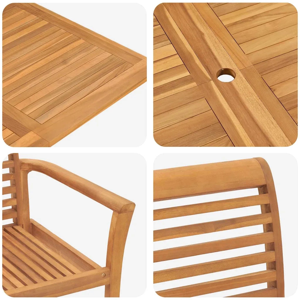 Set da Pranzo per Giardino 9 pcs Marrone Legno di teak solido 3383944