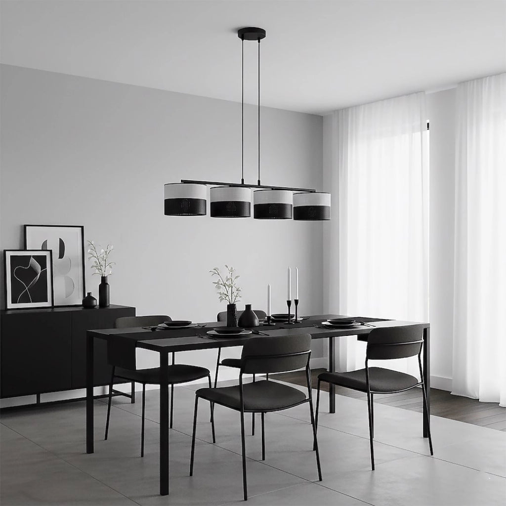 Lampada a sospensione KARBON 4xE27 nero traforata Emibig