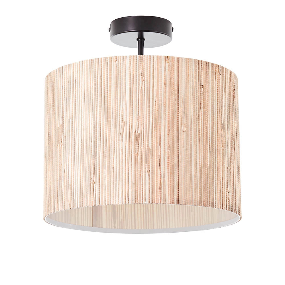 Plafoniera rotonda nordica erba marina beige E27 Endon