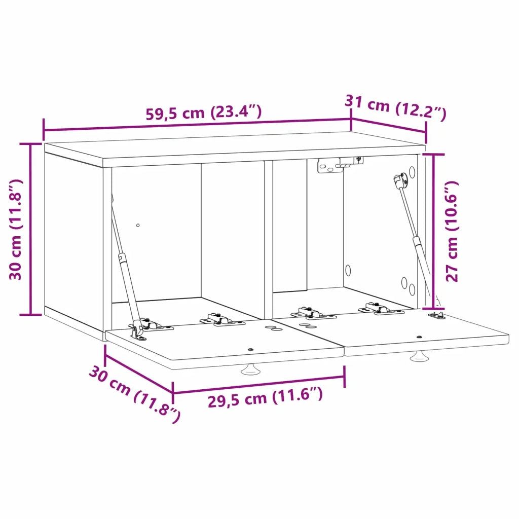 Mobile TV da Muro | Armadietto TV | Mobile Porta TV Rovere Sonoma 59,5 x 31 x 30 cm