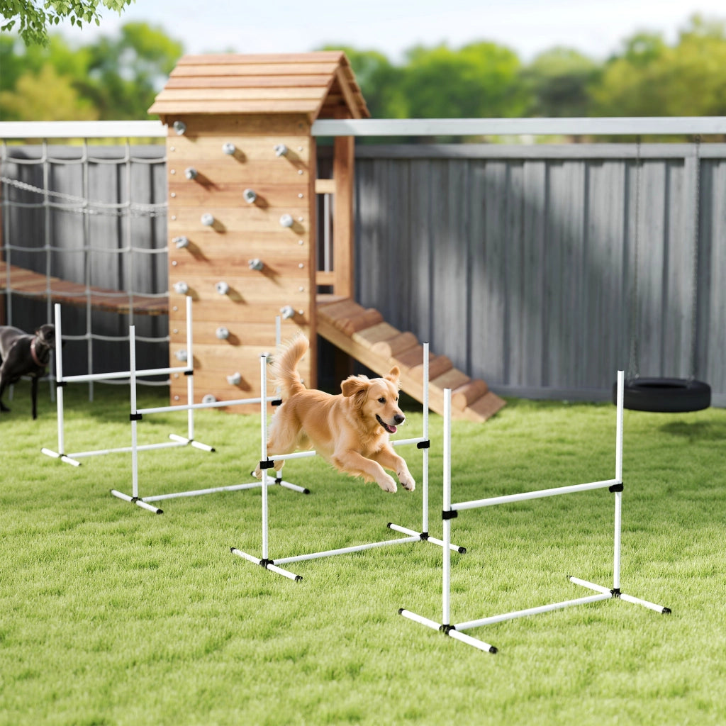 Set Agility per Cani ¨C Minimal ¨C 4 Ostacoli Regolabili in Plastica Bianco