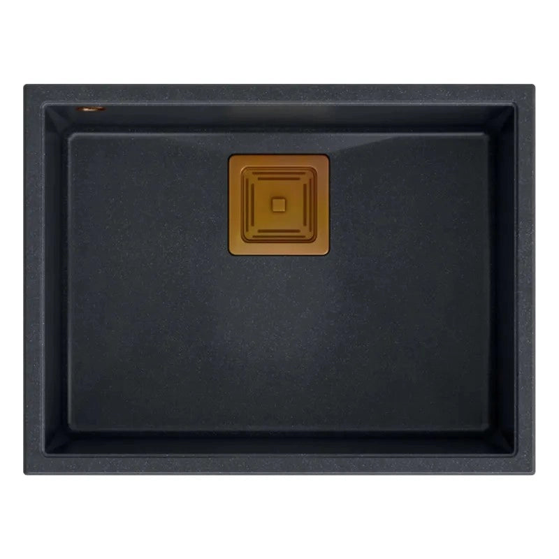 Lavello In Granito David 50 Black Metallic Tappo rame spazzolato