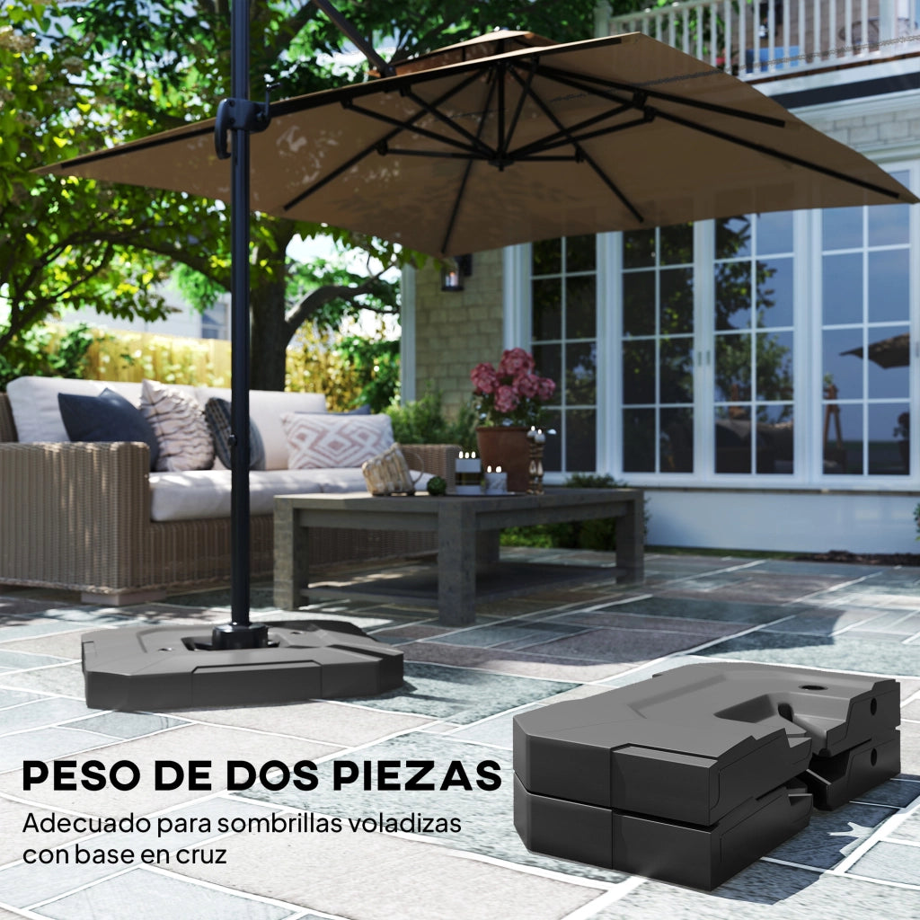 Base per Ombrellone 2 Pezzi Riempi con Acqua 80 kg ¨C Minimal ¨C Grigio