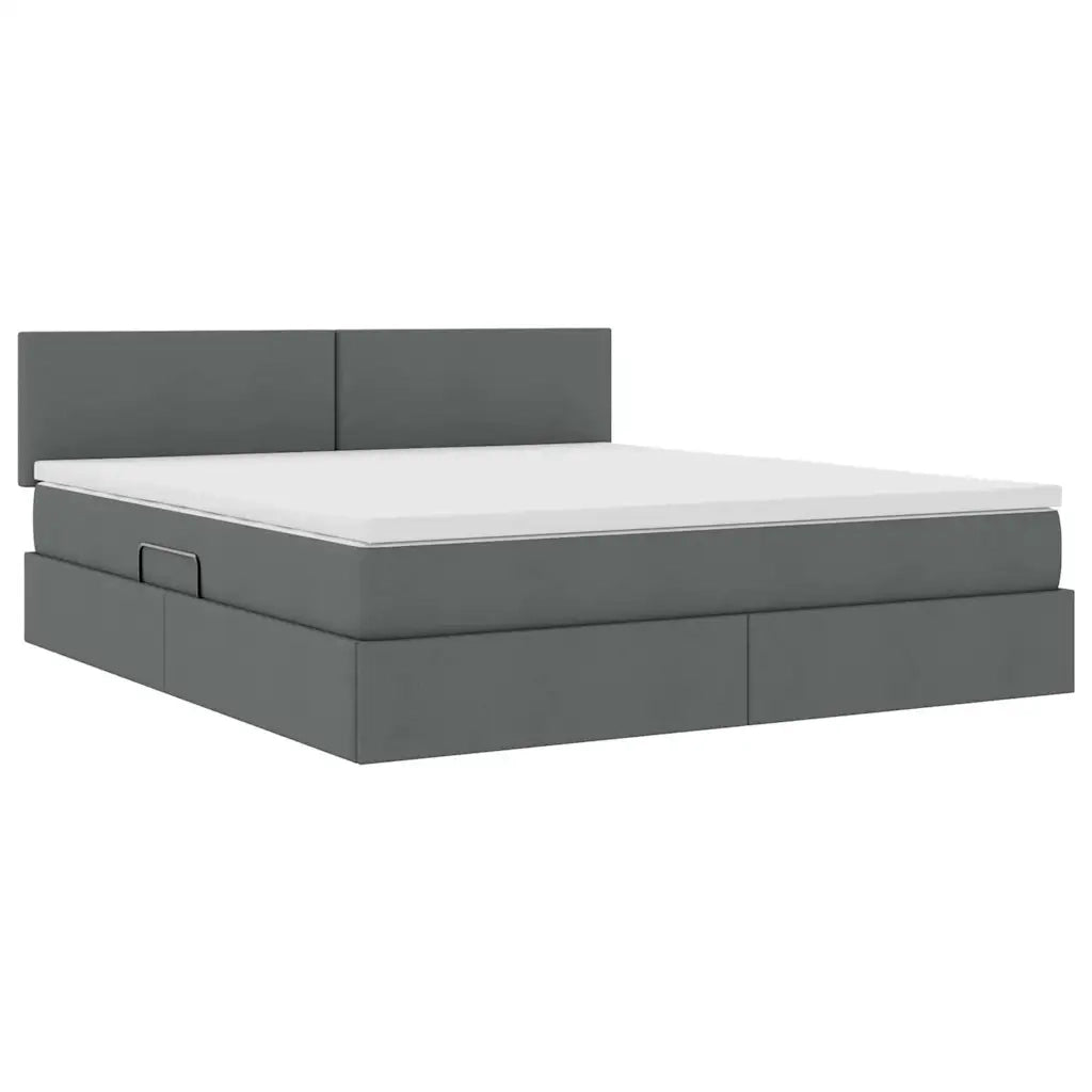 Letto con contenitore e materasso Grigio scuro 180 x 200 cm