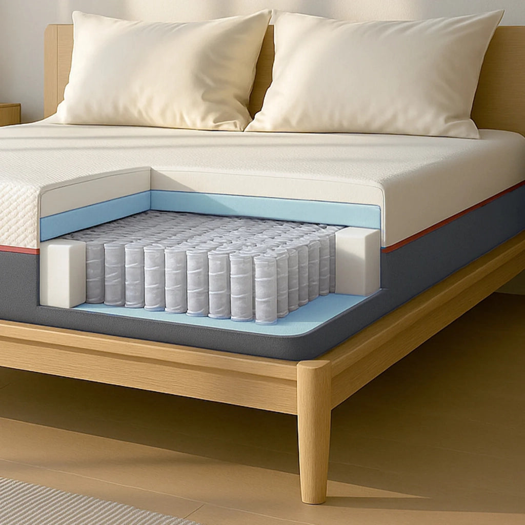 Materasso 135x190 cm Molle Insacchettate e Memory Foam | Altezza 30 cm | Ergonomico, Anallergico e Antibatterico | Made in Italy