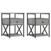 Set di 2 Comodini | Armadio da Notte | Mobiletto da notte Grigio Sonoma 40x42x55 cm in Legno Multistrato