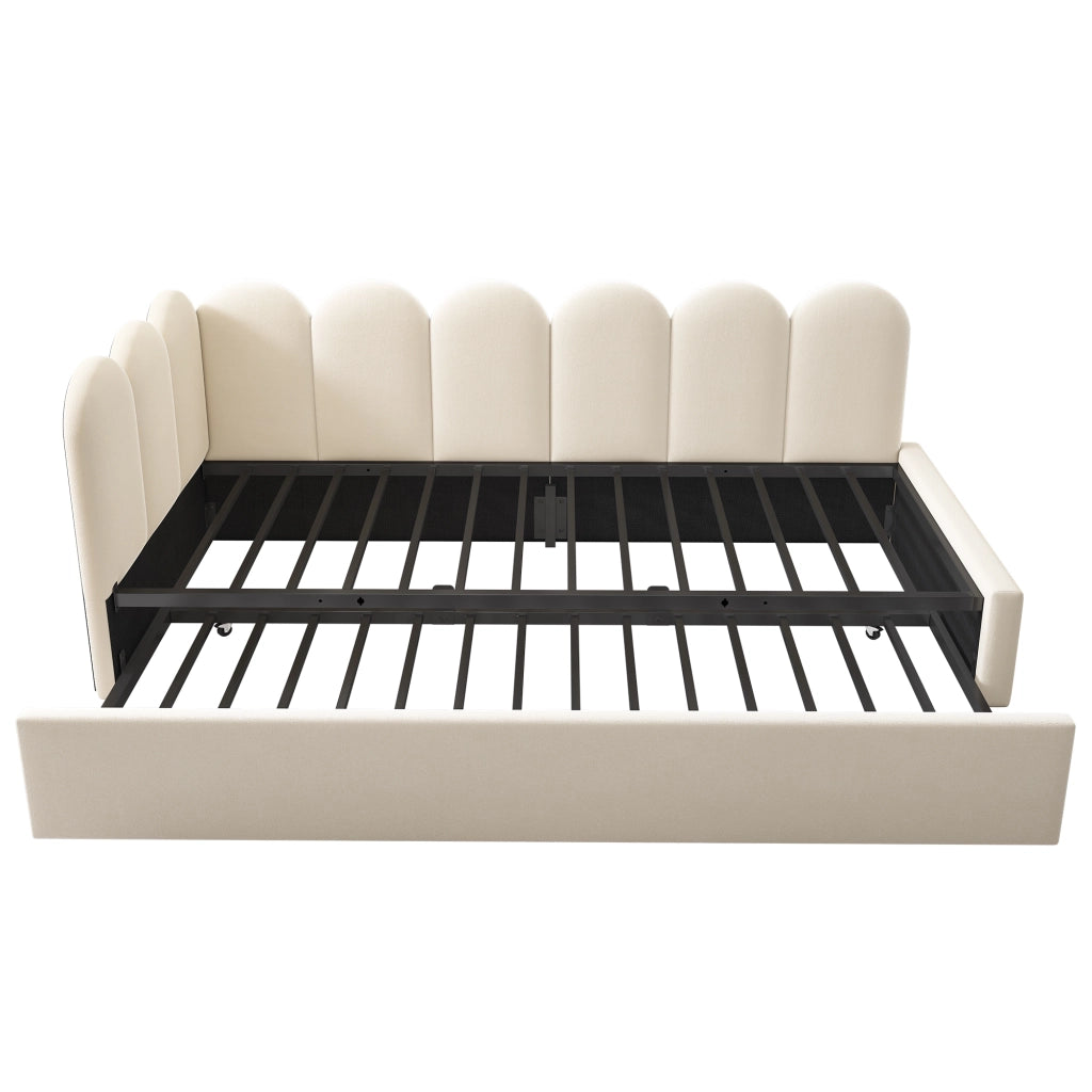 Letto Imbottito con Ausziehbett ¨C MINIMAL ¨C Velluto Beige 90x200 cm