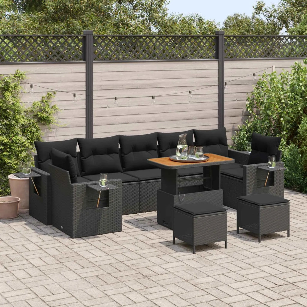Set Divano da Giardino 10 pcs Nero polyrattan 3361729