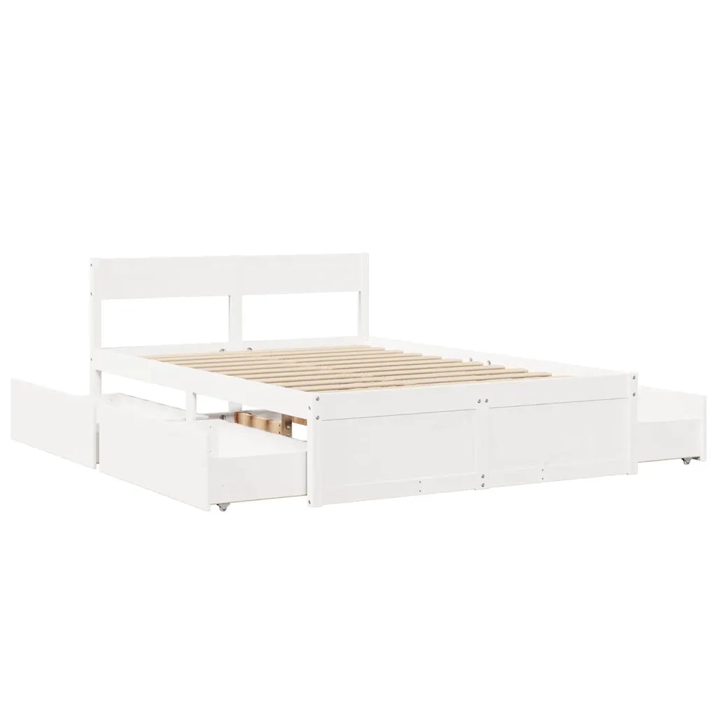 Letto senza Materasso-Struttura Letto Bianco 120x190 cm Legno Massello di Pino 125763