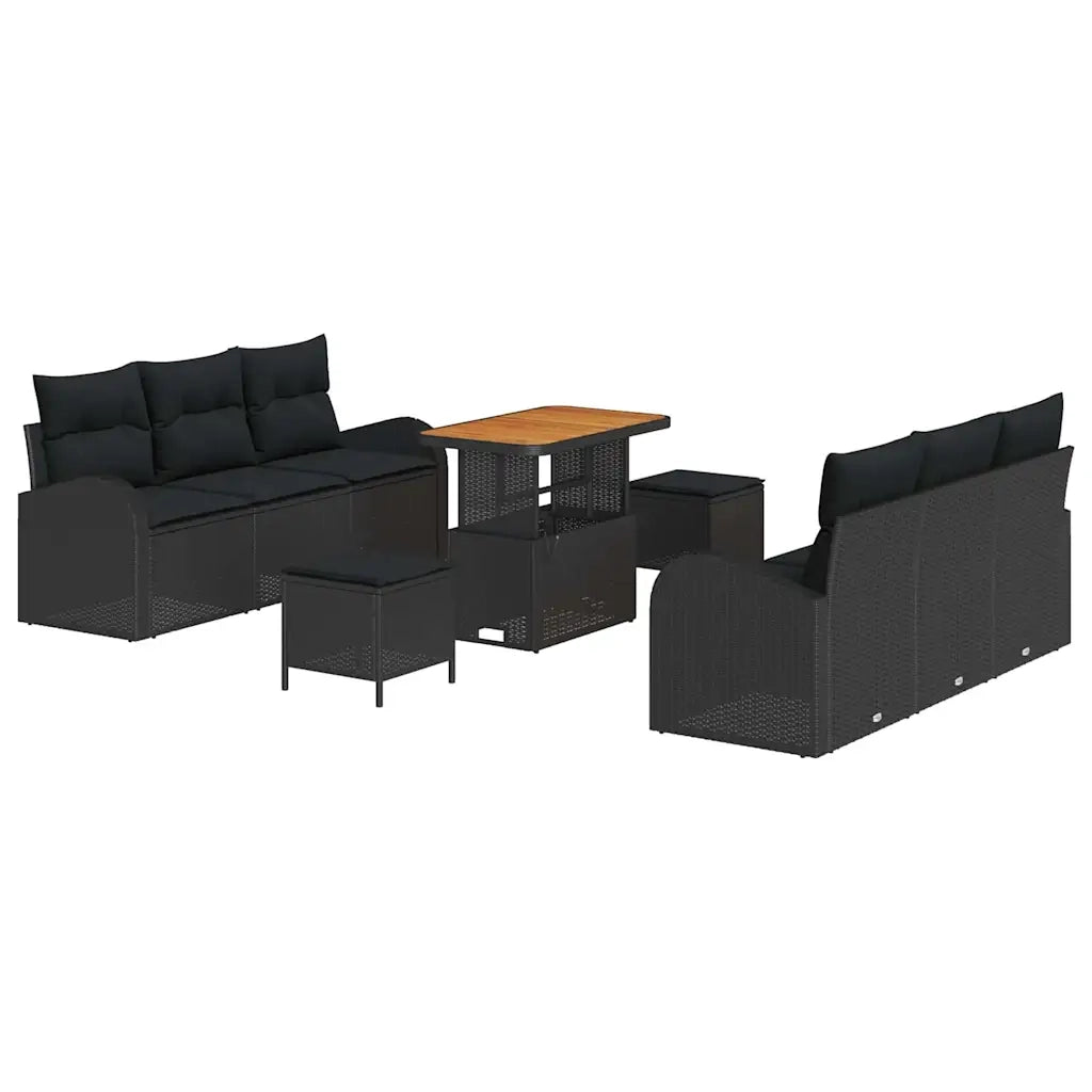 Set Divano da Giardino con cuscino con archiviazione 9 pcs Nero 3364299