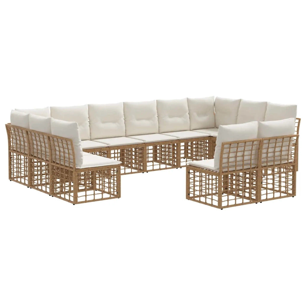 Set di divani da esterno Naturale e Bianco Crema Poliestere 3437578